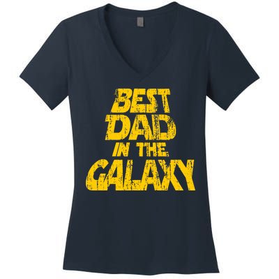 Vintage Best Dad In The Galaxy Women's V-Neck T-Shirt