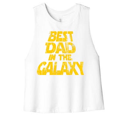 Vintage Best Dad In The Galaxy Women's Racerback Cropped Tank