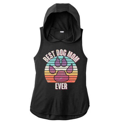 Vintage Best Dog Mom Ever Ladies PosiCharge Tri-Blend Wicking Draft Hoodie Tank