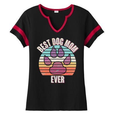 Vintage Best Dog Mom Ever Ladies Halftime Notch Neck Tee