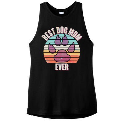 Vintage Best Dog Mom Ever Ladies PosiCharge Tri-Blend Wicking Tank