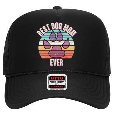 Vintage Best Dog Mom Ever High Crown Mesh Back Trucker Hat