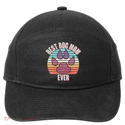 Vintage Best Dog Mom Ever 7-Panel Snapback Hat