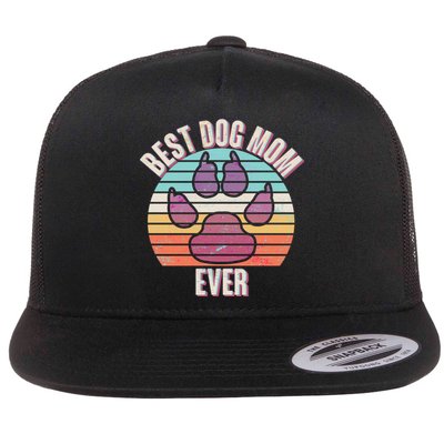 Vintage Best Dog Mom Ever Flat Bill Trucker Hat