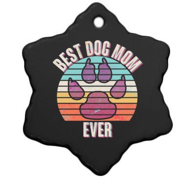 Vintage Best Dog Mom Ever Ceramic Star Ornament