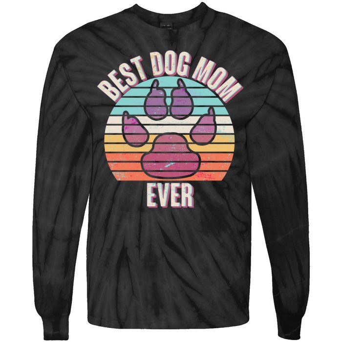 Vintage Best Dog Mom Ever Tie-Dye Long Sleeve Shirt