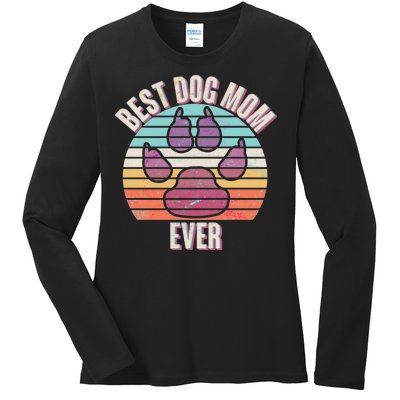 Vintage Best Dog Mom Ever Ladies Long Sleeve Shirt