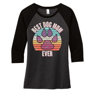 Vintage Best Dog Mom Ever Women's Tri-Blend 3/4-Sleeve Raglan Shirt