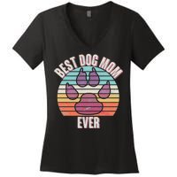 Vintage Best Dog Mom Ever Women's V-Neck T-Shirt