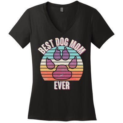 Vintage Best Dog Mom Ever Women's V-Neck T-Shirt