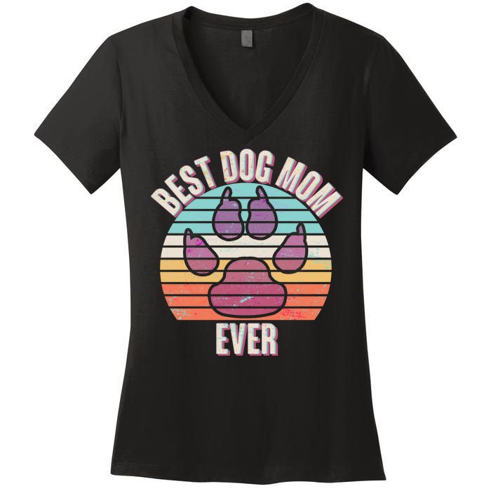 Vintage Best Dog Mom Ever Women's V-Neck T-Shirt