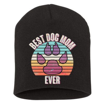 Vintage Best Dog Mom Ever Short Acrylic Beanie