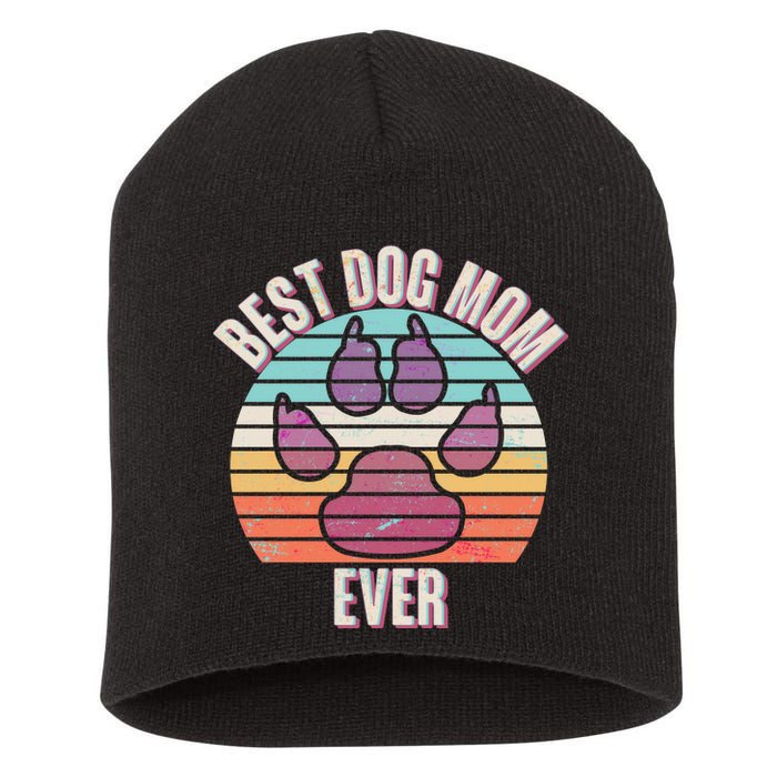 Vintage Best Dog Mom Ever Short Acrylic Beanie