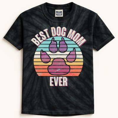 Vintage Best Dog Mom Ever Kids Tie-Dye T-Shirt
