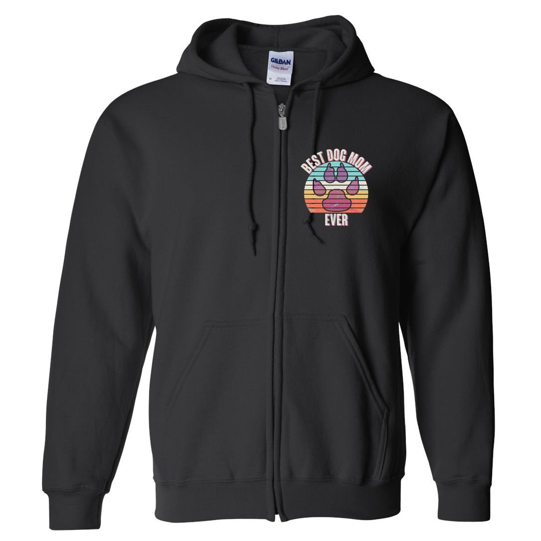 Vintage Best Dog Mom Ever Full Zip Hoodie