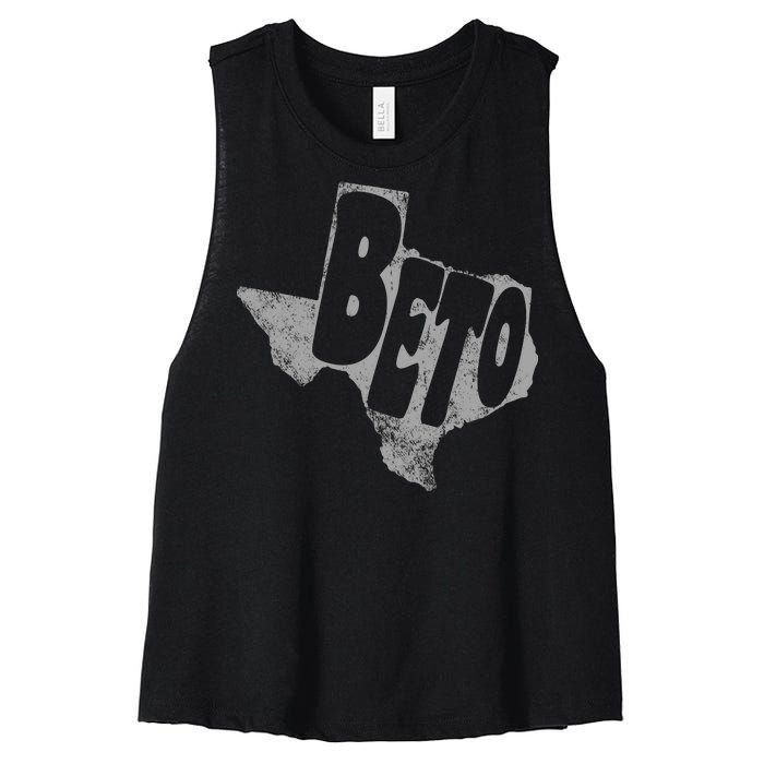 Vintage BETO Texas State Logo Women's Racerback Cropped Tank