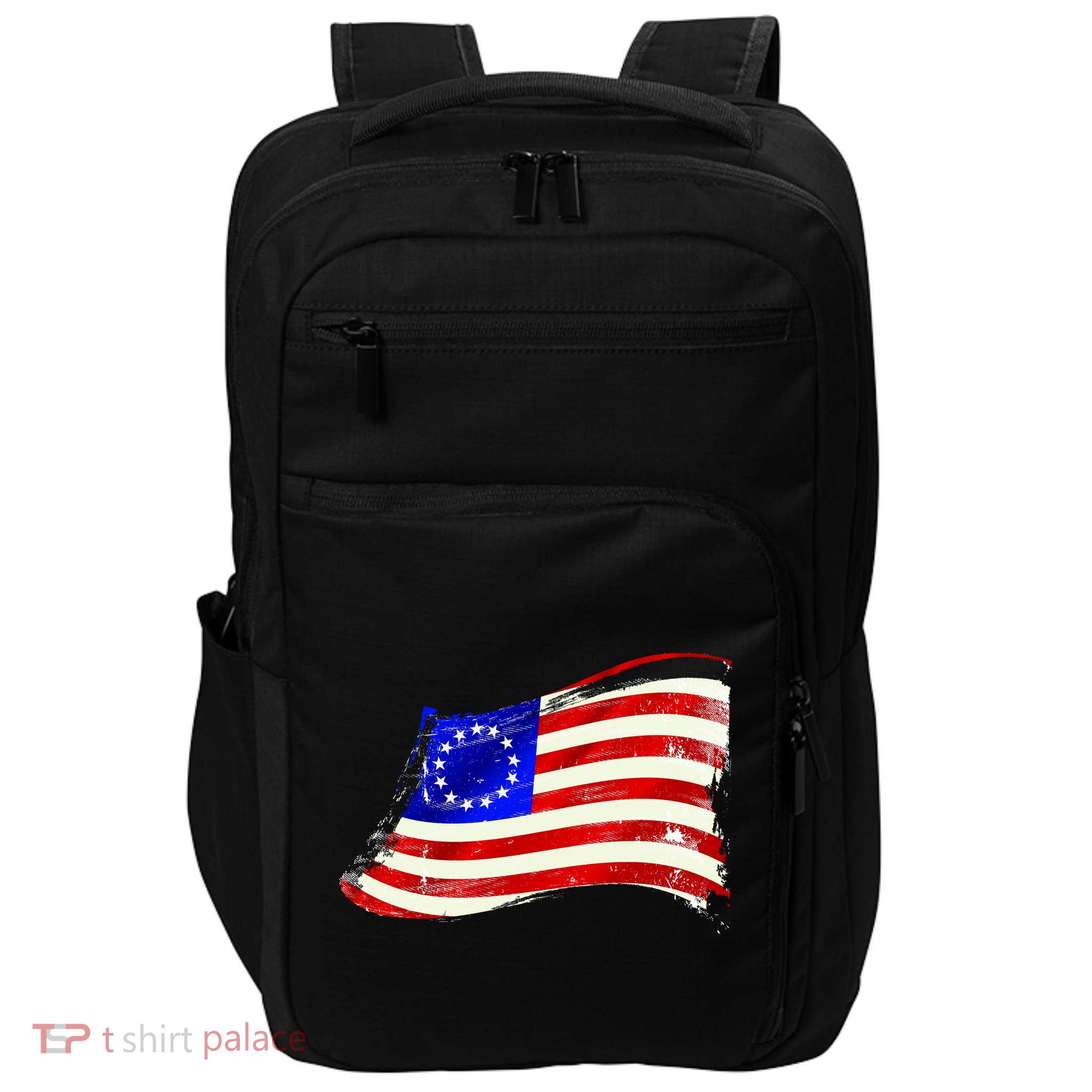 Vintage Betsy Ross 4th Of July American Waving Flag Impact Tech Backpack