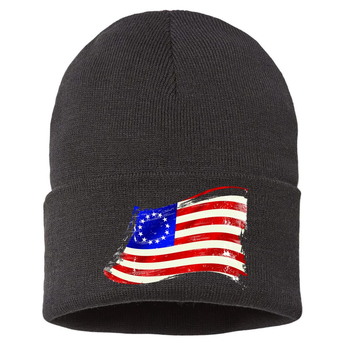 Vintage Betsy Ross 4th Of July American Waving Flag Sustainable Knit Beanie