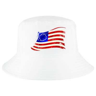 Vintage Betsy Ross 4th Of July American Waving Flag Cool Comfort Performance Bucket Hat