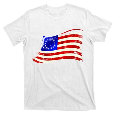 Vintage Betsy Ross 4th Of July American Waving Flag T-Shirt