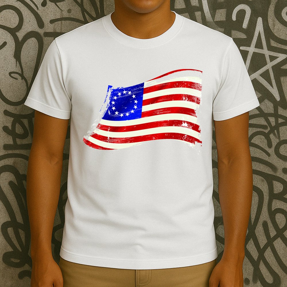 Vintage Betsy Ross 4th Of July American Waving Flag T-Shirt
