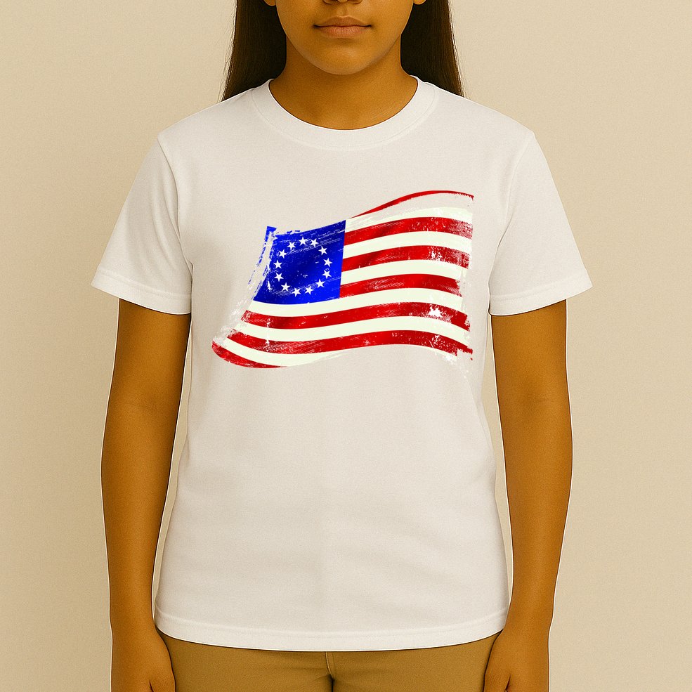 Vintage Betsy Ross 4th Of July American Waving Flag T-Shirt