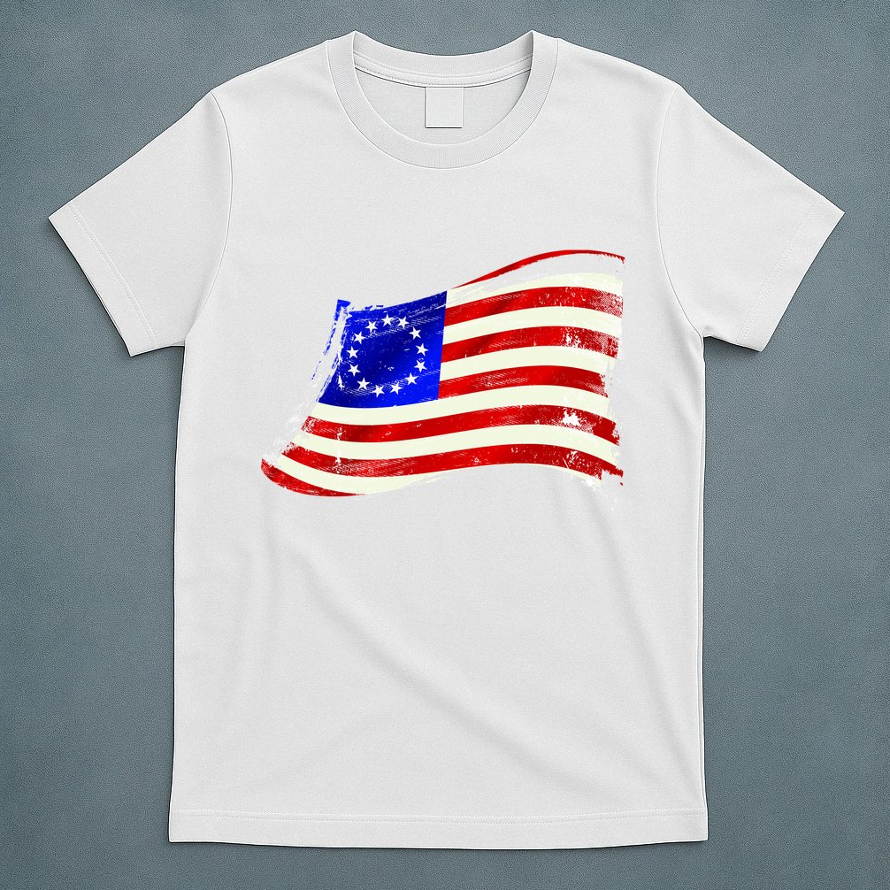 Vintage Betsy Ross 4th Of July American Waving Flag T-Shirt