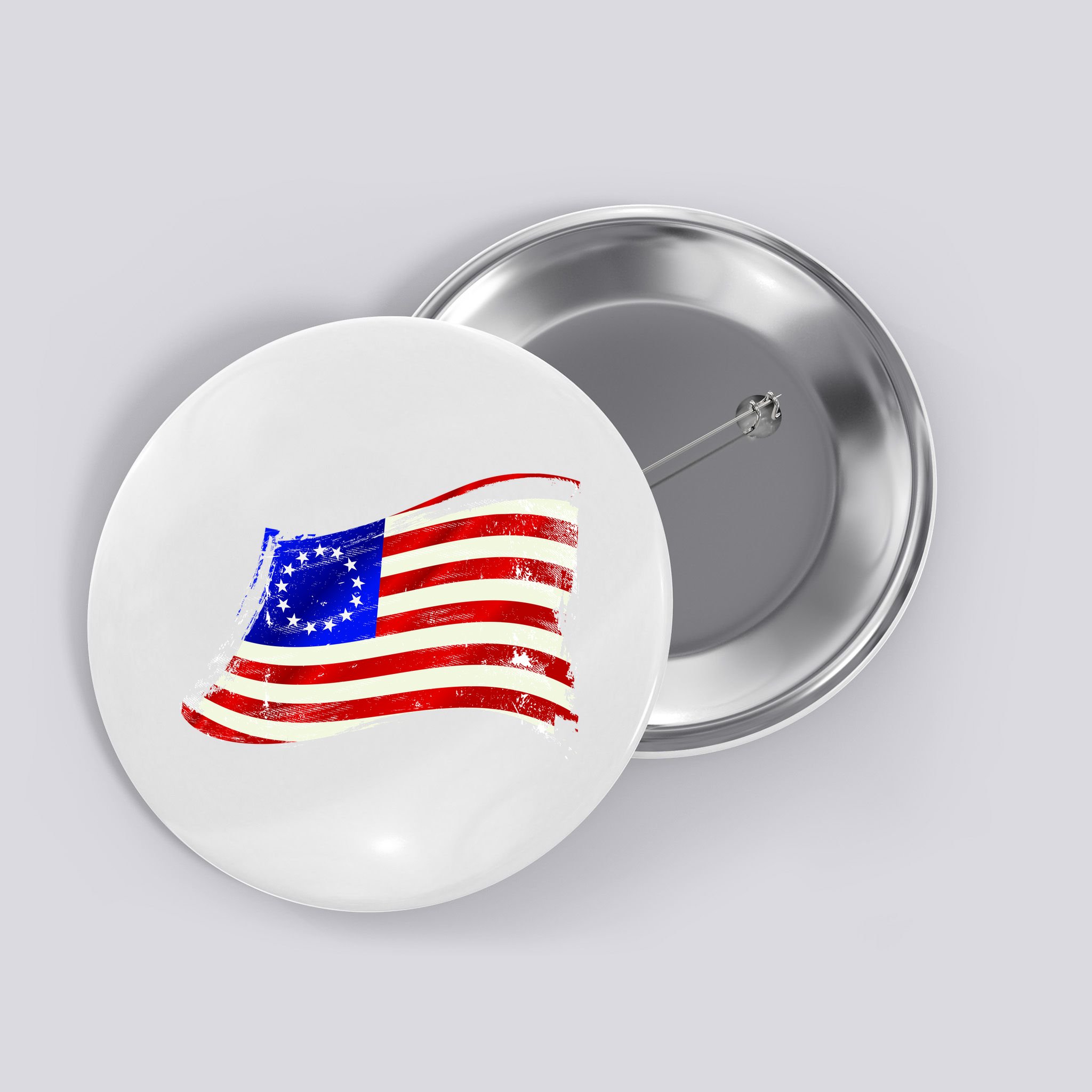 Vintage Betsy Ross 4th Of July American Waving Flag Button