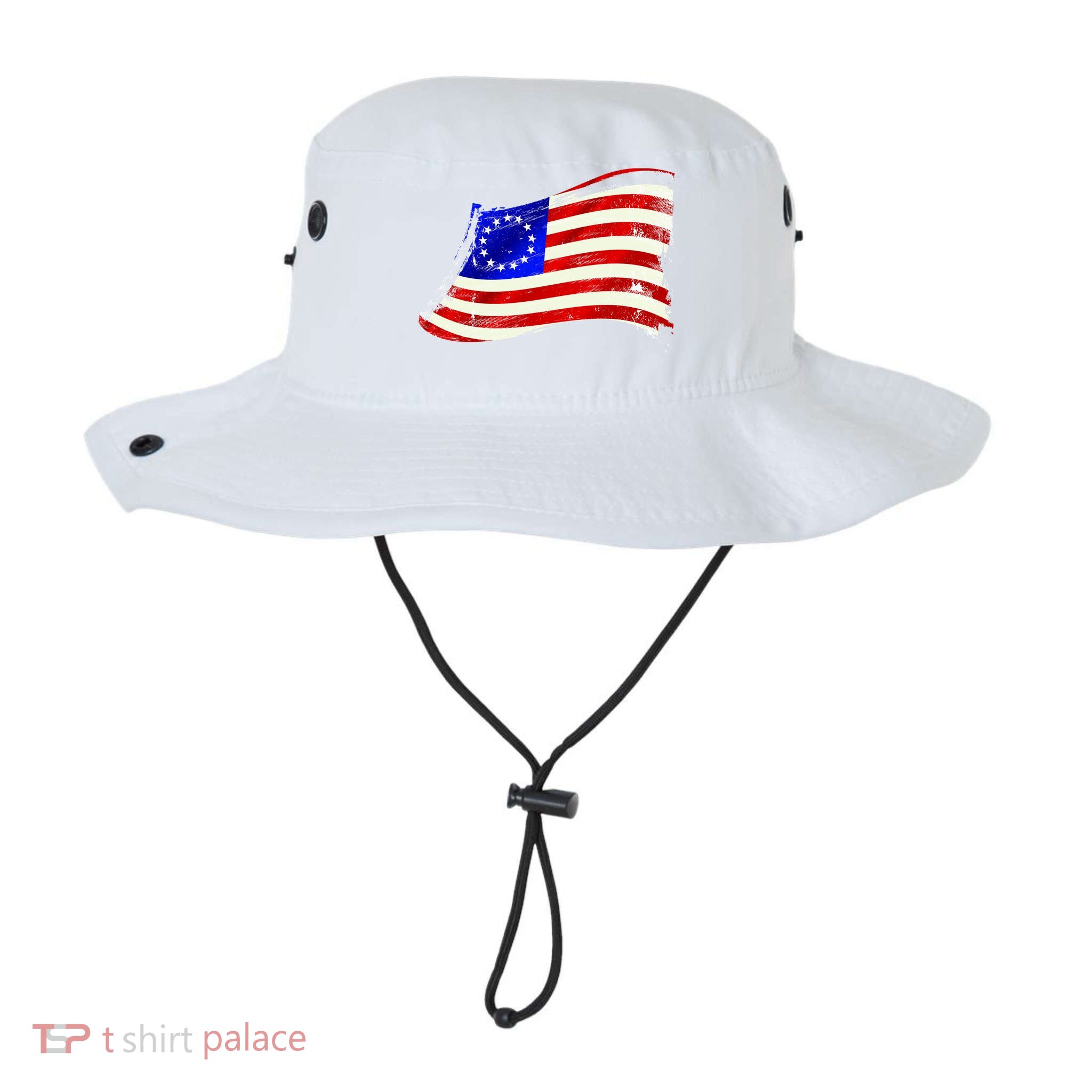 Vintage Betsy Ross 4th Of July American Waving Flag Bucket Hat