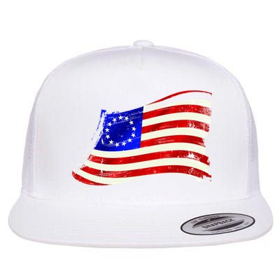 Vintage Betsy Ross 4th Of July American Waving Flag Flatbill Hat