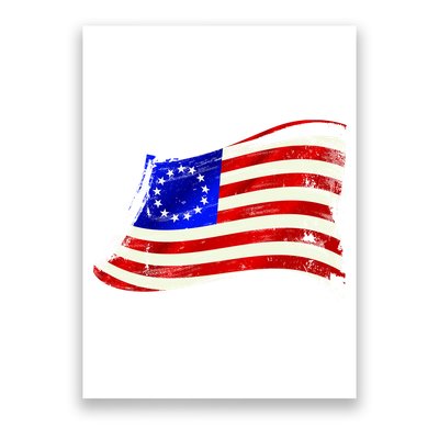 Vintage Betsy Ross 4th Of July American Waving Flag Poster