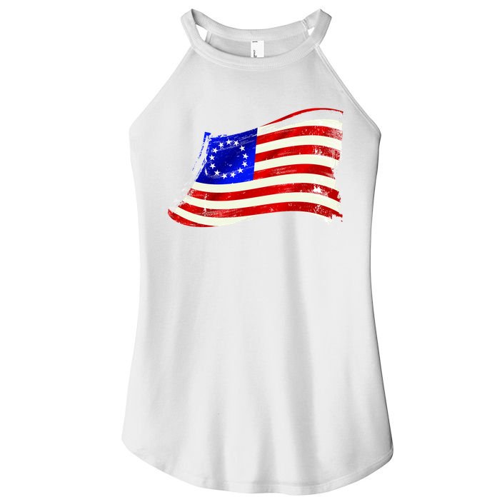 Vintage Betsy Ross 4th Of July American Waving Flag Women's Perfect Tri Rocker Tank