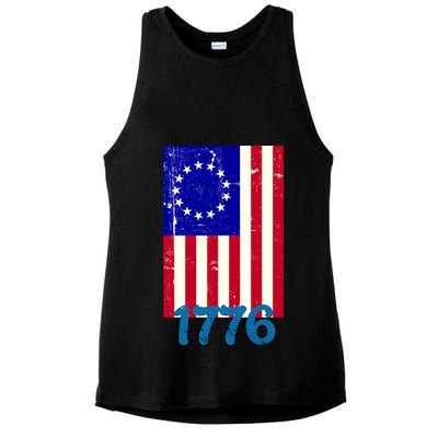 Vintage Betsy Ross American Flag Ladies PosiCharge Tri-Blend Wicking Tank