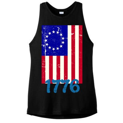 Vintage Betsy Ross American Flag Ladies PosiCharge Tri-Blend Wicking Tank