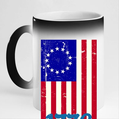 Vintage Betsy Ross American Flag 11oz Black Color Changing Mug