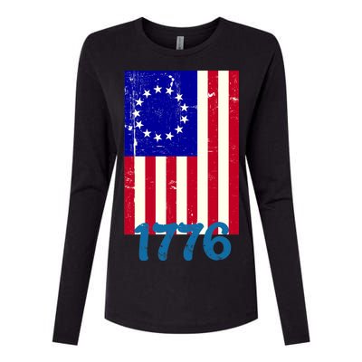 Vintage Betsy Ross American Flag Womens Cotton Relaxed Long Sleeve T-Shirt