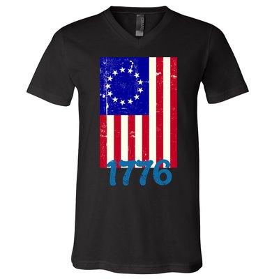 Vintage Betsy Ross American Flag V-Neck T-Shirt