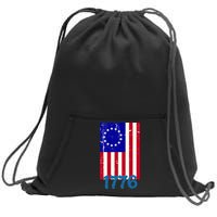 Vintage Betsy Ross American Flag Sweatshirt Cinch Pack Bag