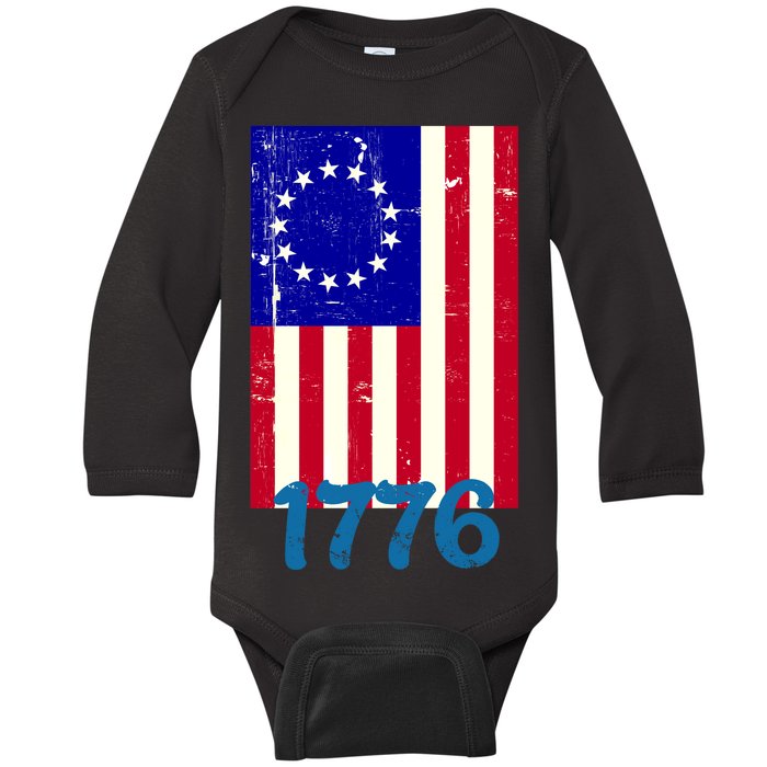 Vintage Betsy Ross American Flag Baby Long Sleeve Bodysuit