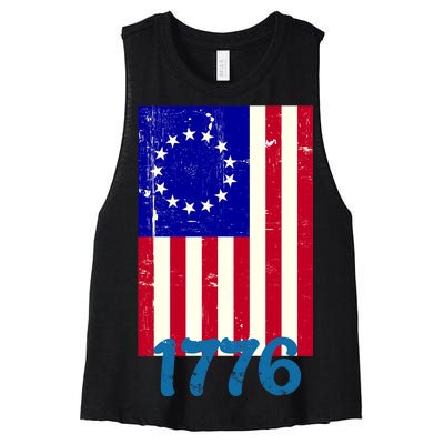 Vintage Betsy Ross American Flag Women's Racerback Cropped Tank