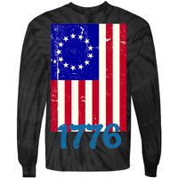 Vintage Betsy Ross American Flag Tie-Dye Long Sleeve Shirt