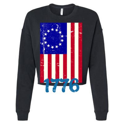 Vintage Betsy Ross American Flag Cropped Pullover Crew