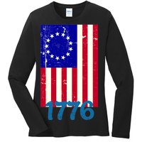 Vintage Betsy Ross American Flag Ladies Long Sleeve Shirt