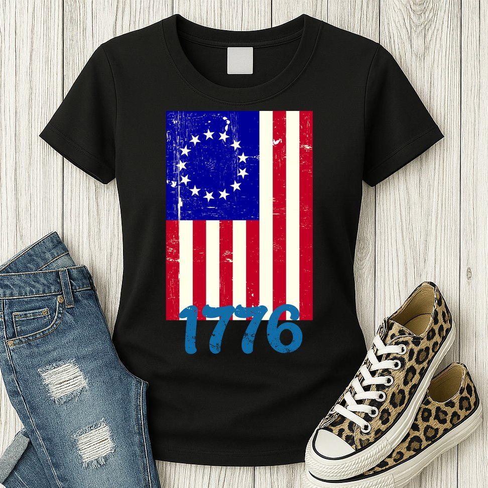 Vintage Betsy Ross American Flag Womens T-Shirt