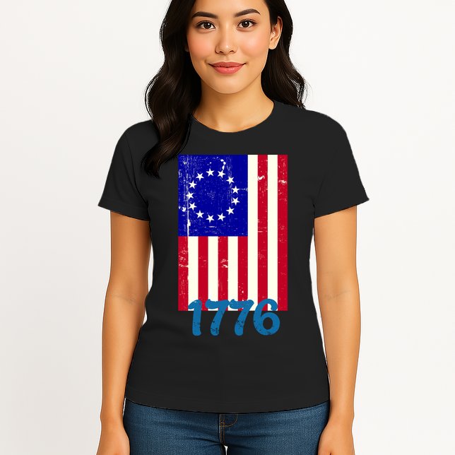 Vintage Betsy Ross American Flag Womens T-Shirt