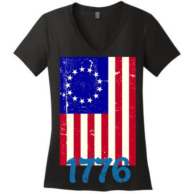 Vintage Betsy Ross American Flag Women's V-Neck T-Shirt