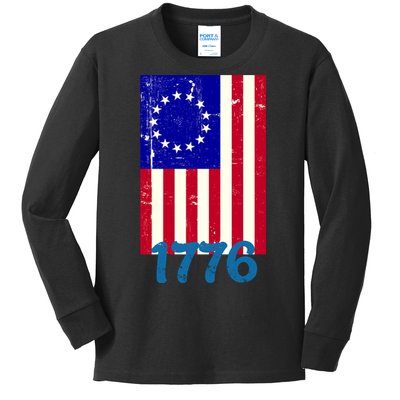 Vintage Betsy Ross American Flag Kids Long Sleeve Shirt