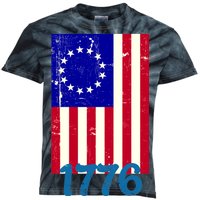 Vintage Betsy Ross American Flag Kids Tie-Dye T-Shirt