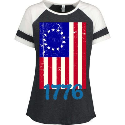 Vintage Betsy Ross American Flag Enza Ladies Jersey Colorblock Tee