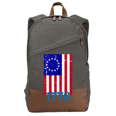 Vintage Betsy Ross American Flag Cotton Canvas Backpack